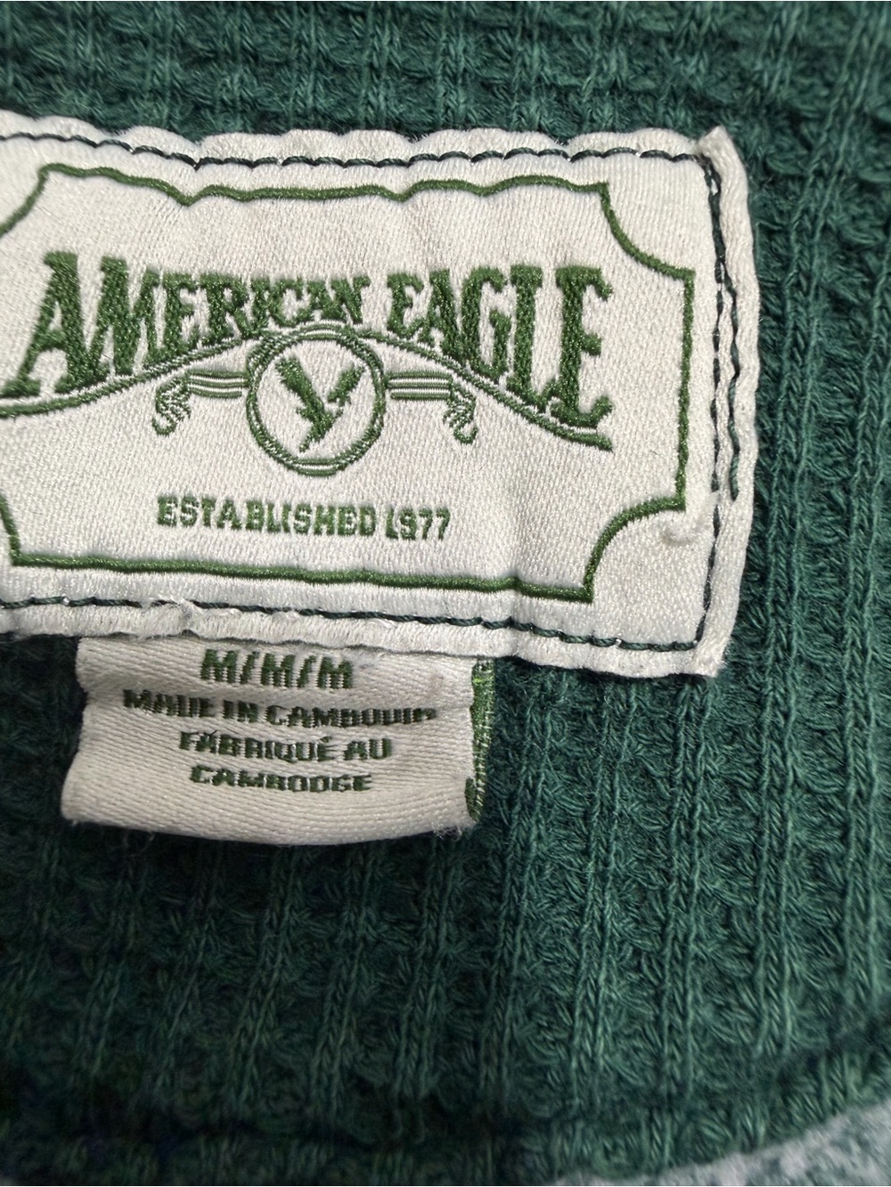 American Eagle Forest Green Waffle Knit Top - Picture 3 of 5